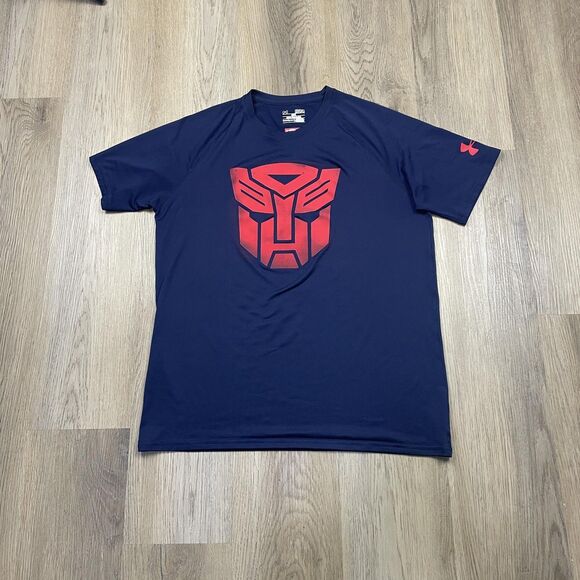 Under Armour Shirt Mens Medium Navy Transformers Autobot HeatGear Loose Graphic - Picture 1 of 11
